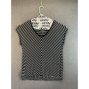 Ana Striped Shirt sleeveless T-Shirt black/White Striped Tee Women's Size PXL